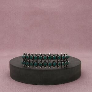 fred harvey era sterling silver vintage beaded turquoise cuff bracelet size 6in